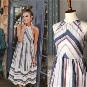 Love & Harmony Striped Halter midi dress